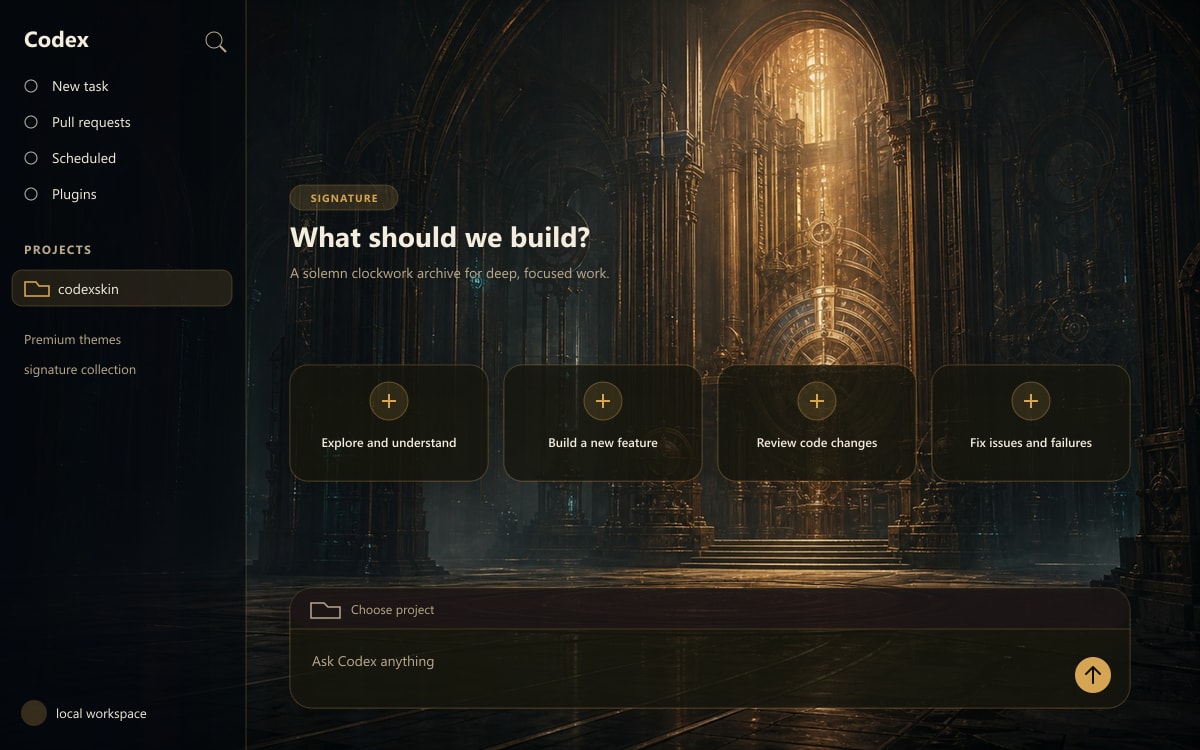 Chrono Cathedral applied to Codex Desktop
