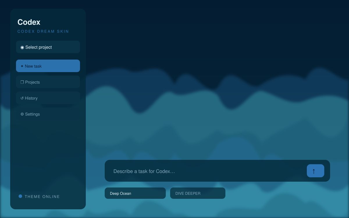 Deep Ocean — Codex Dream Skin theme preview