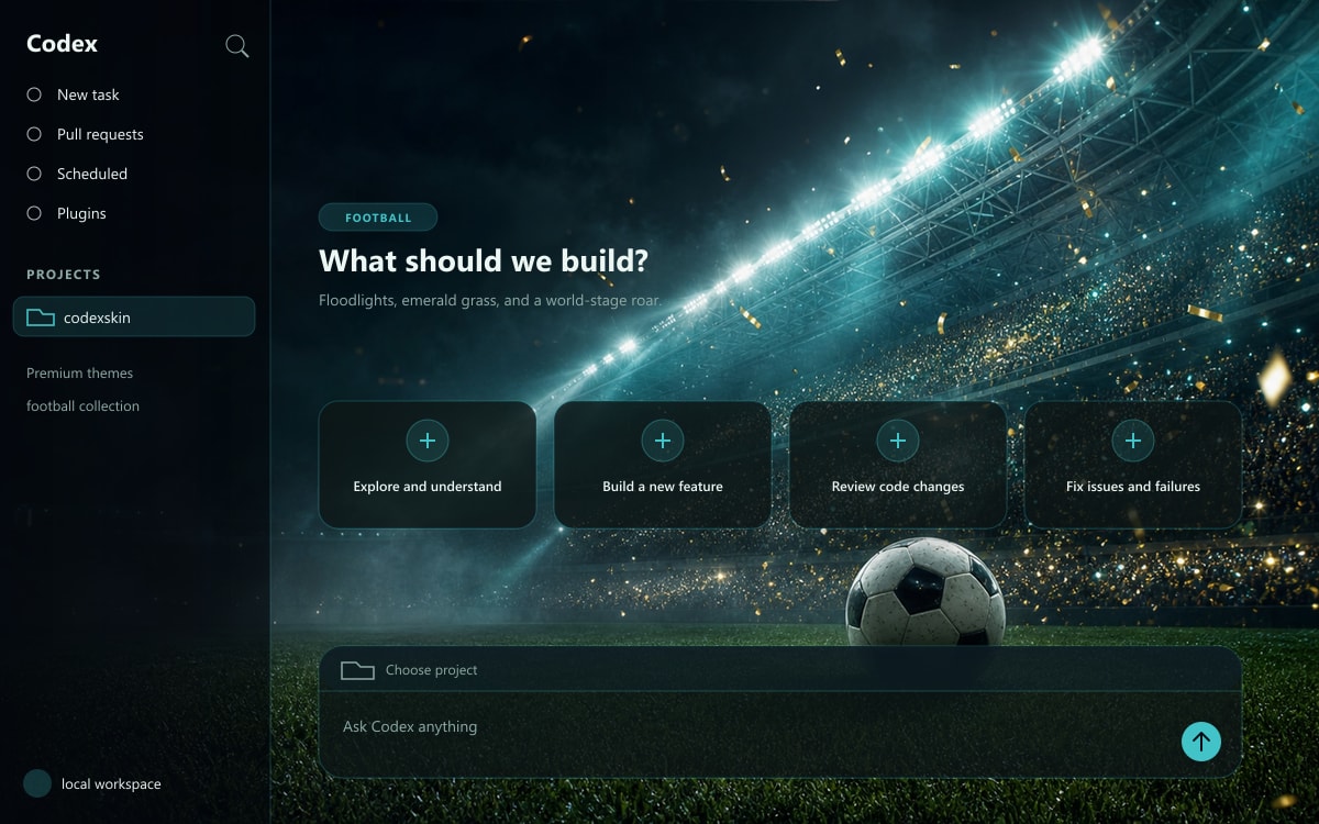 Global Football Night applied to Codex Desktop