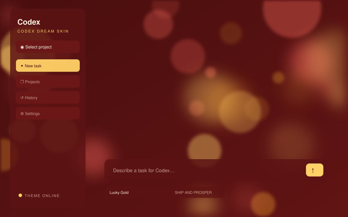 Lucky Gold — Codex Dream Skin theme preview