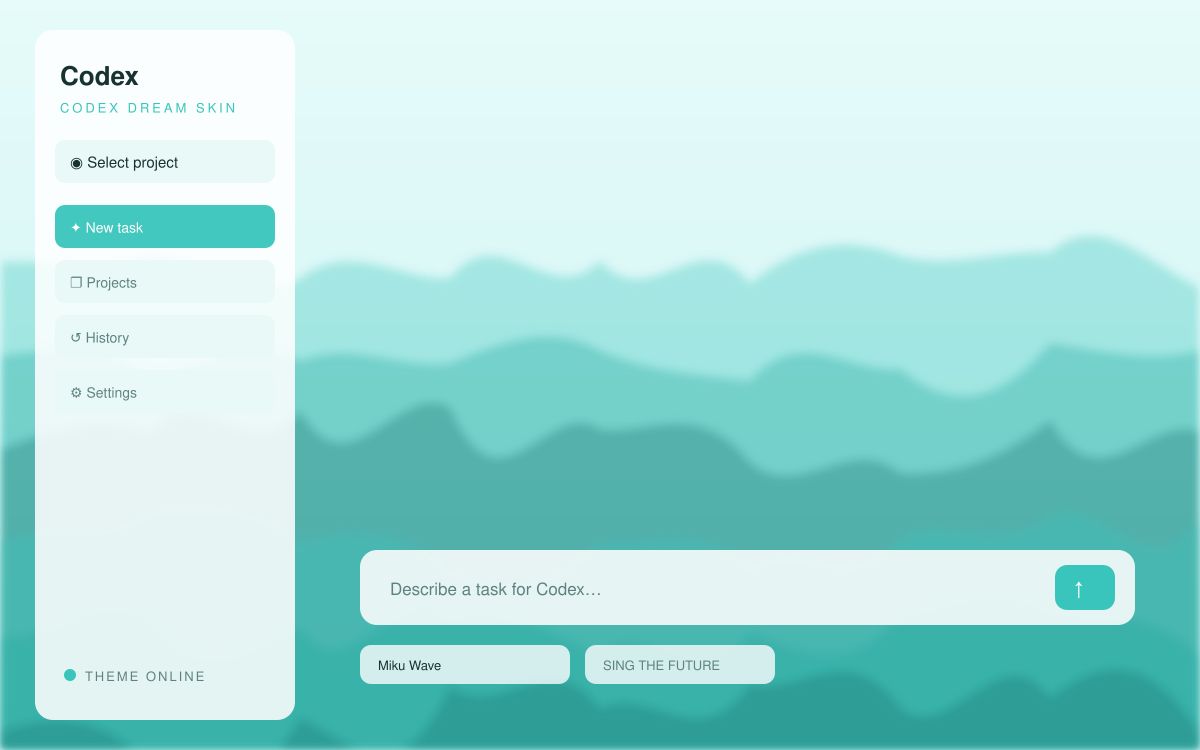 Miku Wave — Codex Dream Skin theme preview