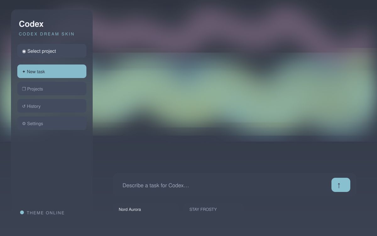 Nord Aurora — Codex Dream Skin theme preview