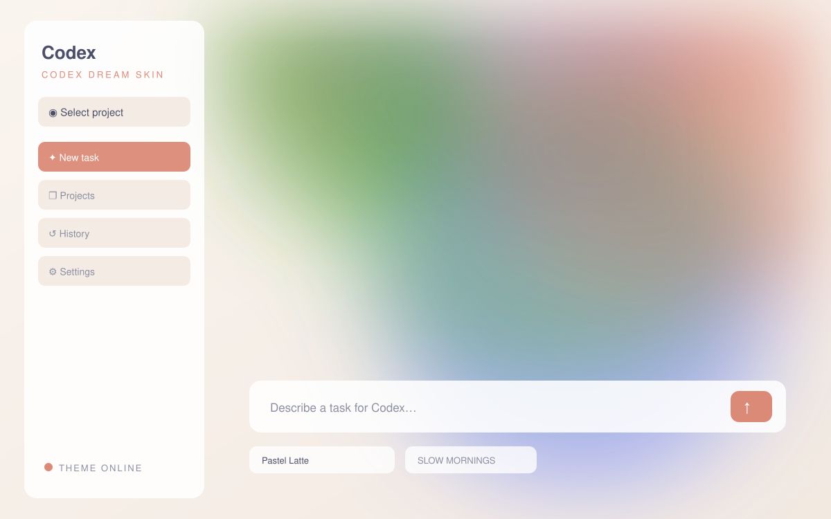 Pastel Latte — Codex Dream Skin theme preview