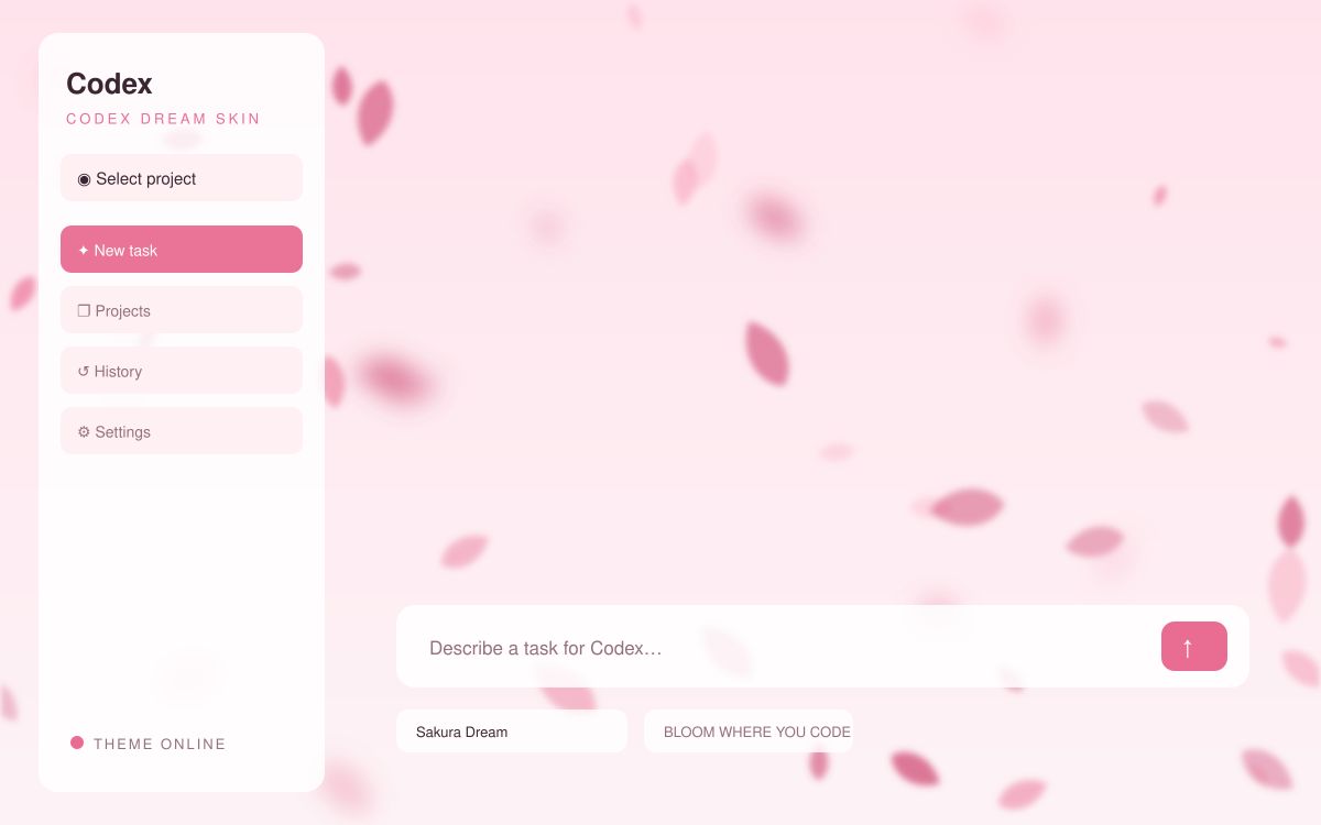 Sakura Dream — Codex Dream Skin theme preview