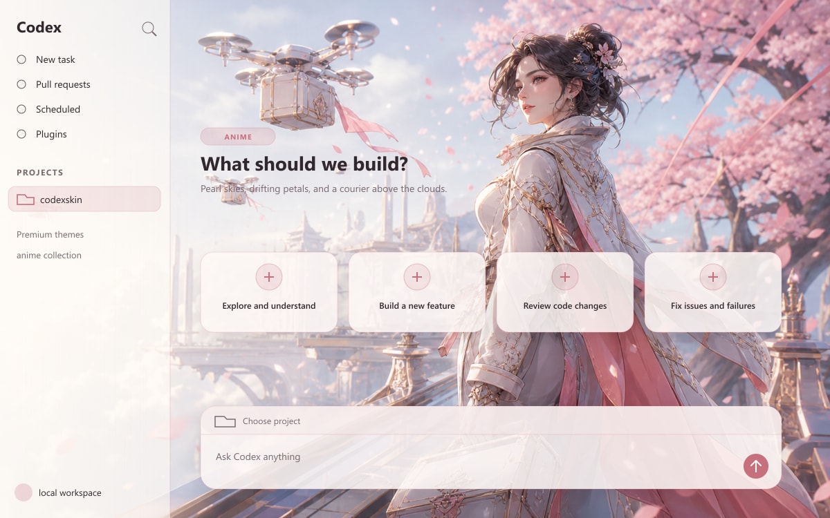 Sakura Sky Courier applied to Codex Desktop
